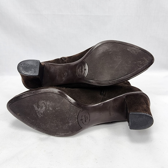 Prada Milano Women's Dark Chocolate Suede Side Zip Ankle Boots 37.5 US 7.5 - Picture 8 of 12